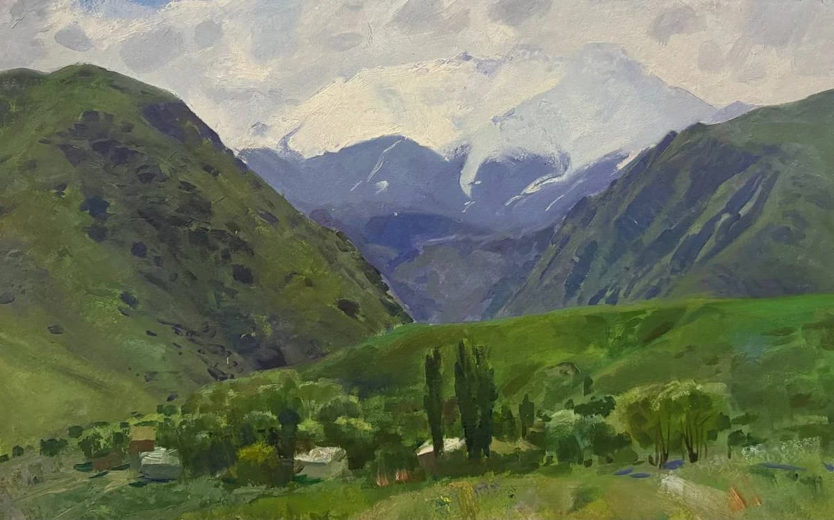Пик Талгар (1969). Пономаренко Григорий (1919–1993). картон, масло, 50×80 см