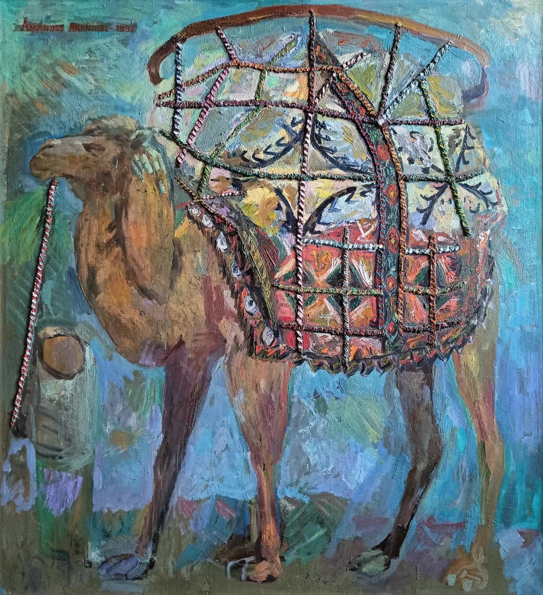 Жүк артылған түйе. Аканаев Амандос (р. 1948). холст, масло, 127×137 см