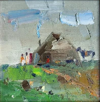 Жаңбырдан соң (2026). Акашев Курмангазы (р. 1964). холст/масло, 15х15 см
