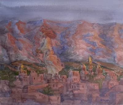 Ангел над Бейтлехемом. Баян Гани (р. 1949). бумага, акварель, 38×44 см