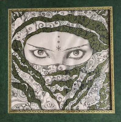 Песок и ветер (2012). Мухит Мырза Али (р. 1989). ручка, бумага, тушь, 36×36 см