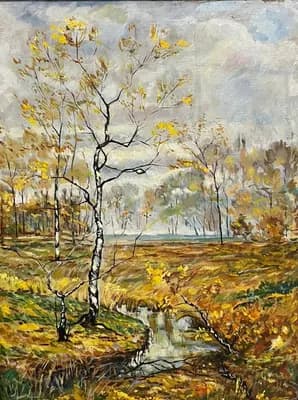 Осенний пейзаж. Плаксин Д.. холст, масло, 60×80 см