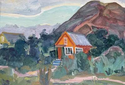 Алма-Атинские дачи (1973). Дужнова Жанна (1941–2002). картон, масло, 50×35 см