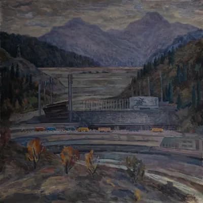 Теплая осень. Медео (1989). Горовых Анатолий (1925–1992). холст, масло, 130×130 см