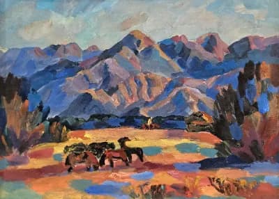 В горах Джайляу (1979). Дужнов Анатолий (1942–2003). бумага/масло 48х36 см