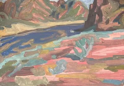 Горная река (1975). Дужнов Анатолий (1942–2003). картон, масло, 50×35 см