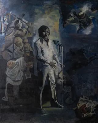 Поэма о бессмертии (1985). Аканаев Амандос (р. 1948). холст, масло, 198,5×247 см