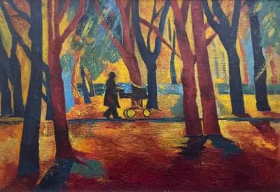 В парке (1988). Лукин В. Д. (р. 1952). холст, масло, 79×55 см