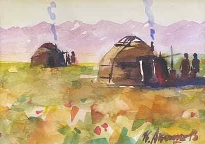 серия акварель №3. Акашев Курмангазы (р. 1964). бумага, акварель, 19,5×13,5 см