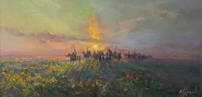 Көш (2024). Абдреев Марат (р. 1965). холст, масло, 40×80 см