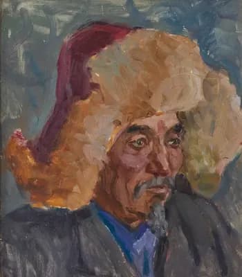 Аксакал (1960). Школьный А. (1926–2019). картон, масло, 30×27 см