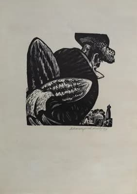 Дынщик Бухара. Антощенко-Оленев Валентин (1900–1984). линогравюра