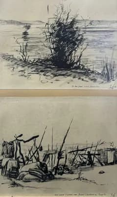 На Аму-Дарье (1947). Ужинский Игорь (1893–1954). графика, 61×37 см