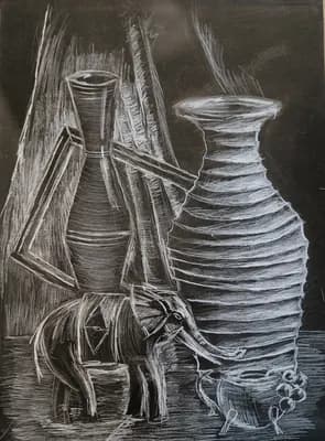 №25, Зарисовка натюрморта на чер.бум.. Кузьмин В. (р. 1953). 42×55 см