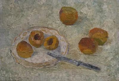 Натюрморт с персиками (1955). Альтман Натан (1889–1970). картон, масло, 50×35 см