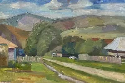 Топкайын наш дом (2018). Кикимов Х. (р. 1947). холст, масло, 34×48 см