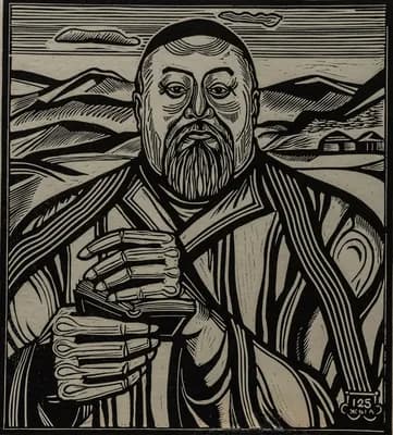Абай. Исабаев Исатай (1936–2007). линогравюра, 26×28 см