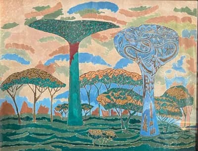 Зеленое дерево. Дужнова Татьяна (р. 1969). бумага, масло, 27×21,2 см