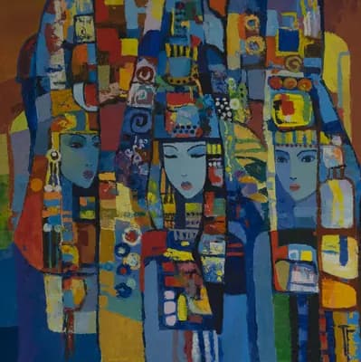 Три грации (2014). Тагенова Г. (р. 1962). холст, масло, 90×90 см