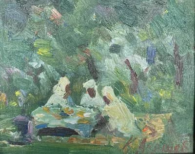 Этюд 16. Әжелер (2019). Акашев Курмангазы (р. 1964). картон, масло, 21×17 см