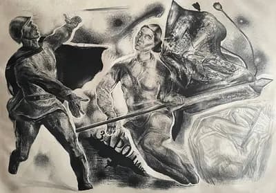 За Родину. Н.Х.. бумага, карандаш, 80×100 см