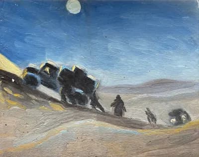 Ночь. Самойленко Владимир (1864–1925). картон, масло, 20,7×17 см