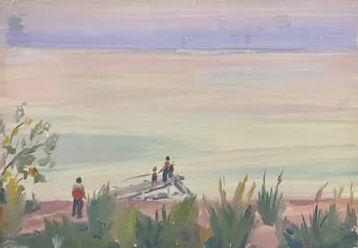Иссык-Куль (1975). Дужнов Анатолий (1942–2003). картон, масло, 50×35 см