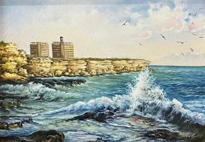 Город у моря, Актау. Шевляков В.. холст, масло, 61,2×43 см