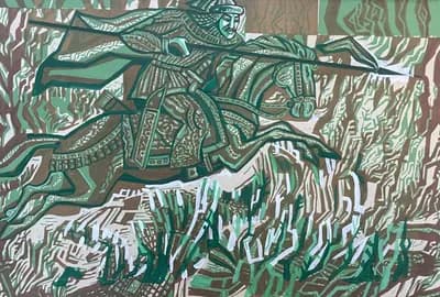 Кобыланды. Исабаев Исатай (1936–2007). бумага, смешанная техника