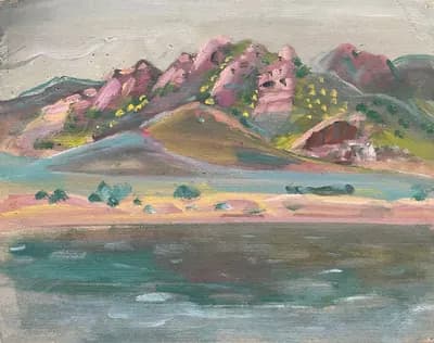 Алые горы (1975). Дужнов Анатолий (1942–2003). картон, масло, 50×40 см