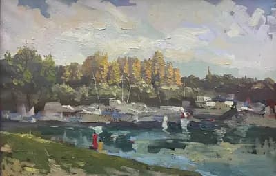Яхт-клуб (2010). Арыков А. (р. 1967). холст, масло, 59×88 см