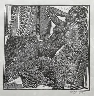 Ню №19 (1993). Кузьмин В. (р. 1953). графика, 30×30 см