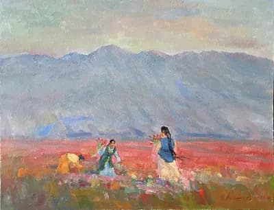 Қызғалдақтар алқабы (2026). Акашев Курмангазы (р. 1964). холст, масло, 90×70 см