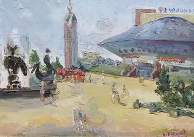 Цирк маңында (2013). Кабылдинов Ж. (р. 1958). холст, масло, 61×44 см