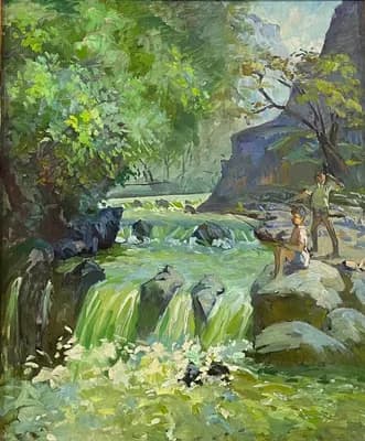 Водопад (1979). Азизян Целок Левонович (1912–1990). холст, масло, 120×100 см