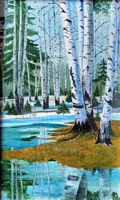 Берёзы. Н.Х.. картон, масло, 50×35 см