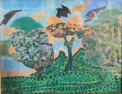 Сад. Дужнова Татьяна (р. 1969). бумага, масло, 27×21 см