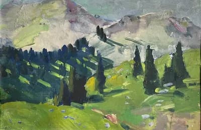 За Кумбель (1966). Стадничук Иван (1913–2000). картон, масло, 32×47,5 см