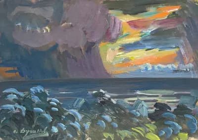 Без названия. Дужнов Анатолий (1942–2003). картон, масло, 32,6×47 см