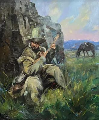 Кероғлы (2025). Өркен Аят. холст, масло, 130×110 см