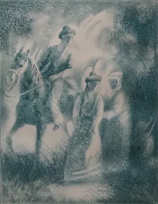 Қыз ұзату. Каметов К. (р. 1952). бумага, линогравюра, 34,5×44 см