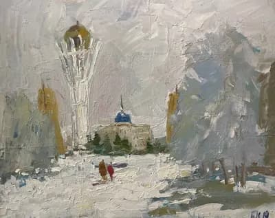 Нұрлыжол. Зима (2018). Баймуханов Куандык (р. 1986). холст, масло, 50×40 см