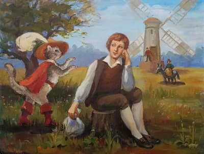 Кот в сапогах. Скринников. холст, масло, 60×80 см
