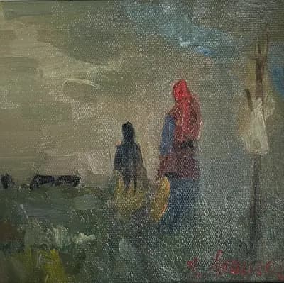 Этюд 7. Таң сәріде (2020). Акашев Курмангазы (р. 1964). картон, масло, 25,7×25 см
