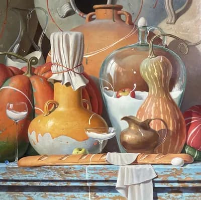 Молочные братья (2022). Устьянцев И.. холст, масло, 90×90 см