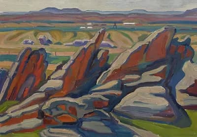 Горные массивы (1974). Дужнов Анатолий (1942–2003). картон, масло, 50×32 см