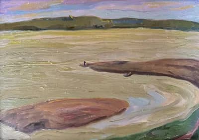 Водоворот (На рыбалке) (1978). Кузнецова Виленина (1927–2010). картон, масло, 49×35 см