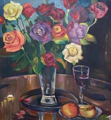 Цветы. Кузнецова Виленина (1927–2010). холст, масло, 65×70 см