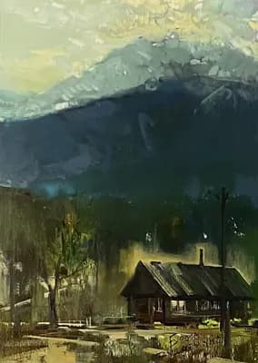 Таудағы үй. Бурдесбеков Бакытнур (р. 1962). холст, масло, 60×40 см
