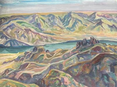 Горная река (1974). Дужнов Анатолий (1942–2003). бумага, акварель, 48×36 см